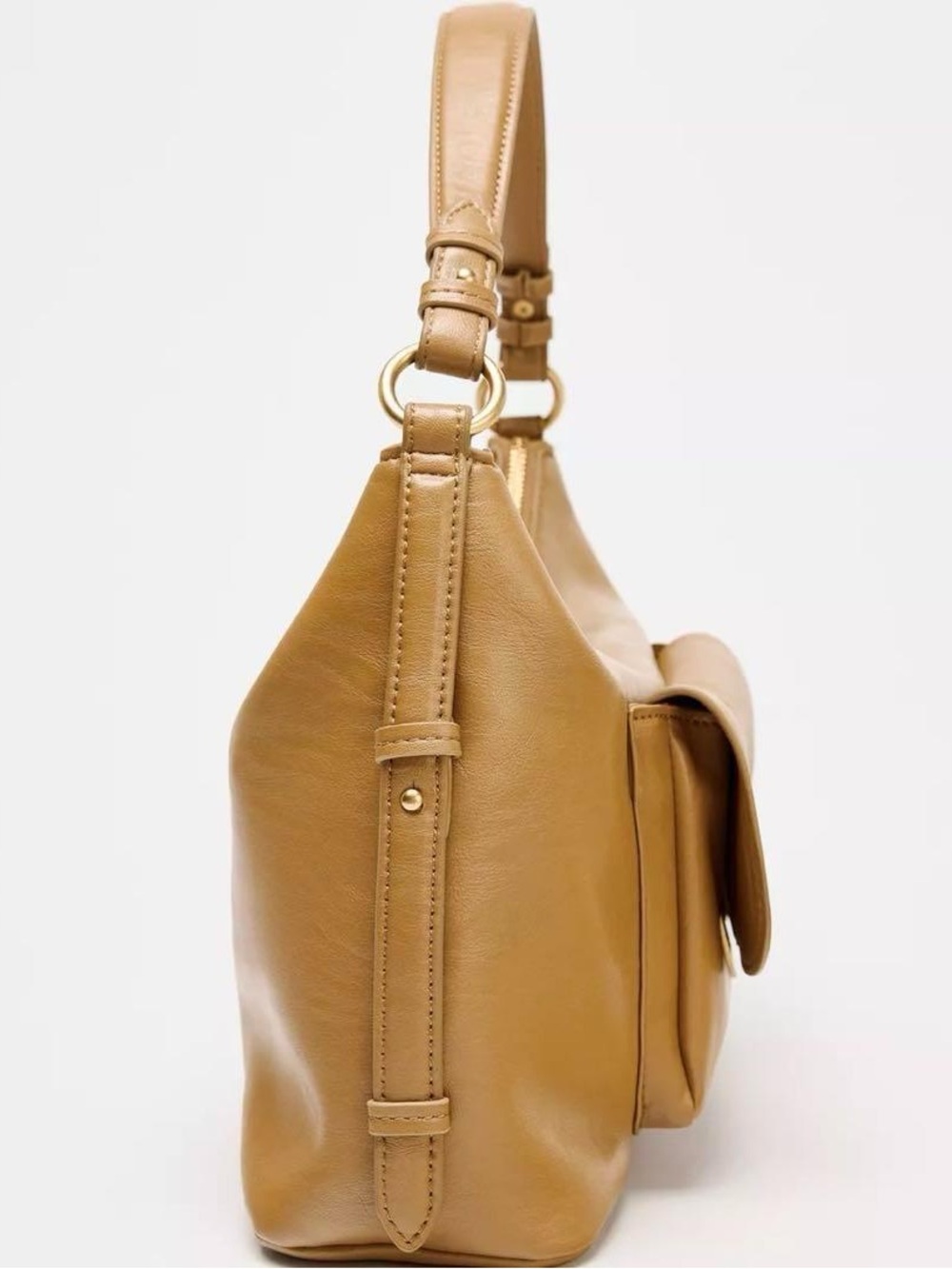 Zara Cognac Brown Faux Leather Shoulder Bag - Picture 12 of 16